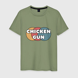 Футболка хлопковая мужская Chicken gun круги, цвет: авокадо