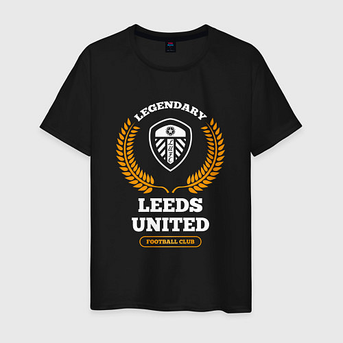 Мужская футболка Лого Leeds United и надпись legendary football clu / Черный – фото 1