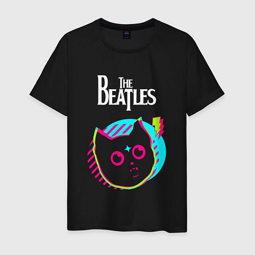 Мужская футболка The Beatles rock star cat / Черный – фото 1