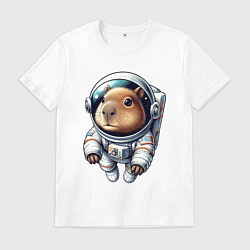 Мужская футболка Прикольный капибарыш космонавт - нейросеть