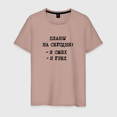 Мужская футболка Планы на вечер: и смех и грех / Пыльно-розовый – фото 1