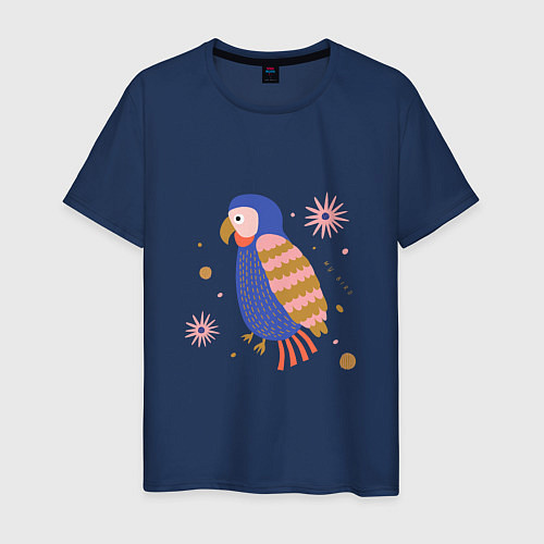 Мужская футболка Синий попугай / Тёмно-синий – фото 1