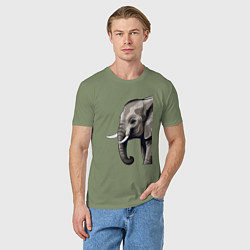 Футболка хлопковая мужская Большой африканский слон, цвет: авокадо — фото 2