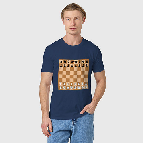 Мужская футболка Шахматная доска без нумерации / Тёмно-синий – фото 3