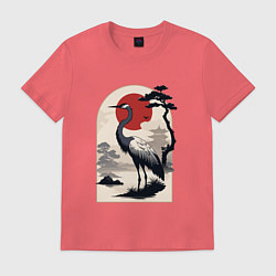 Мужская футболка Журавль в японском стиле