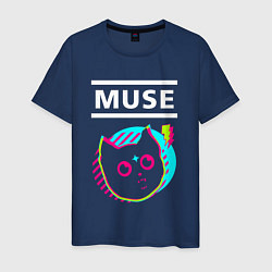 Футболка хлопковая мужская Muse rock star cat, цвет: тёмно-синий
