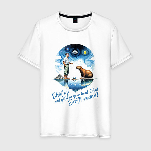 Мужская футболка Прикол капибара и Илон Маск / Белый – фото 1