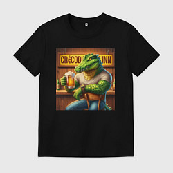 Мужская футболка Крутой крокодил в пивном баре