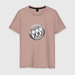 Футболка хлопковая мужская Buick logo металик, цвет: пыльно-розовый