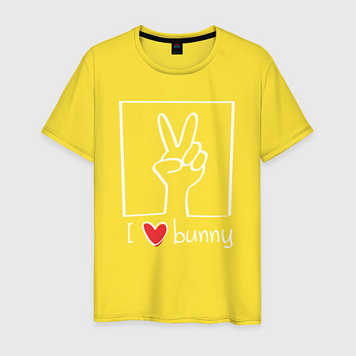 Мужская футболка I love bunny / Желтый – фото 1
