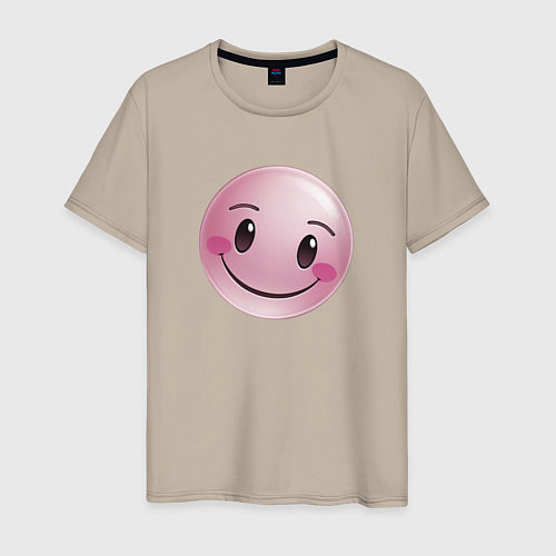 Мужская футболка Розовый смайлик / Миндальный – фото 1