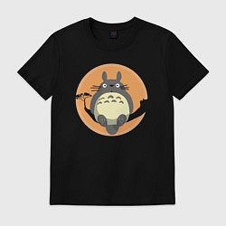 Футболка хлопковая мужская Totoro on the tree, цвет: черный