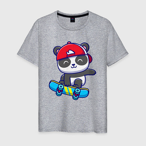 Мужская футболка Panda skater / Меланж – фото 1