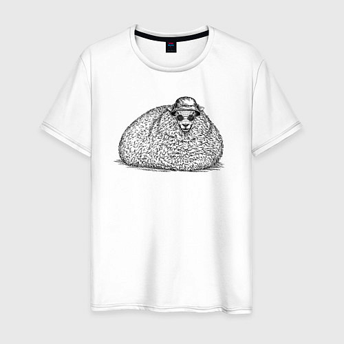 Мужская футболка Овечка в панаме / Белый – фото 1