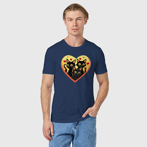 Мужская футболка Котики в моем сердце / Тёмно-синий – фото 3