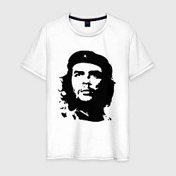 Футболка хлопковая мужская Черно-белый силуэт Че Гевара, цвет: белый