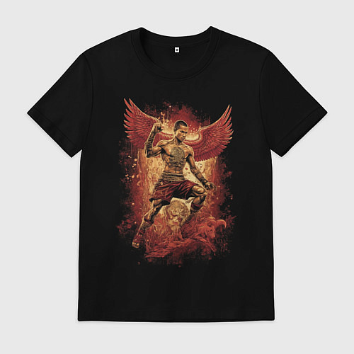 Мужская футболка Муай Тай боец с крыльями / Черный – фото 1