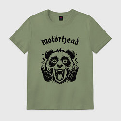 Футболка хлопковая мужская Motorhead - rock panda, цвет: авокадо