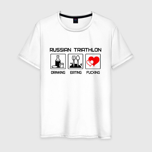 Мужская футболка Russian triathlon / Белый – фото 1