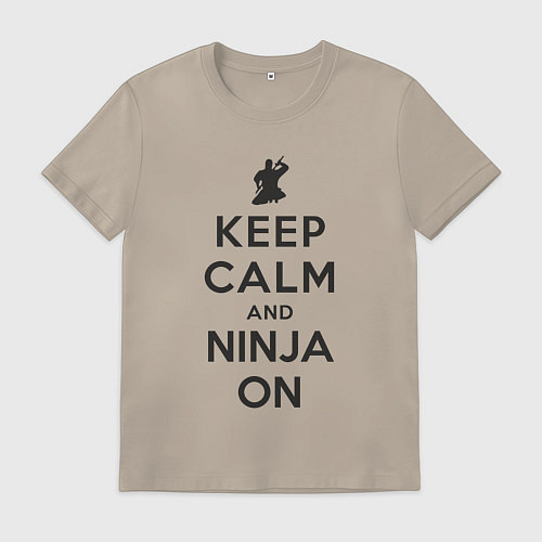 Мужская футболка Keep calm and ninja on / Миндальный – фото 1