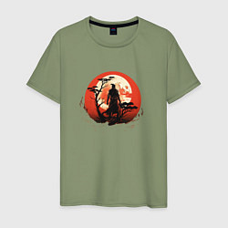 Мужская футболка Самурай на закате у дерева