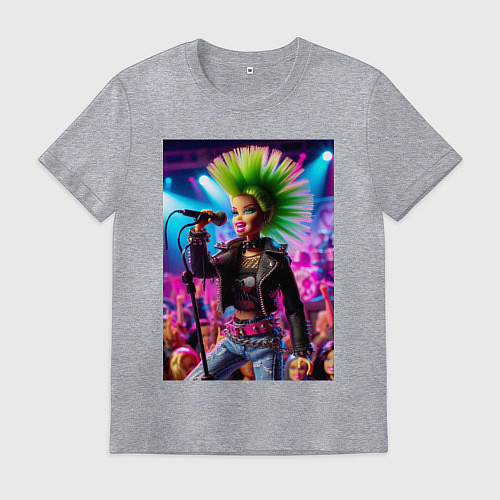 Мужская футболка Барби панк певица - нейросеть / Меланж – фото 1