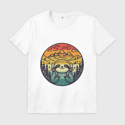 Мужская футболка Ленивец турист путешествует с рюкзаком