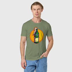 Футболка хлопковая мужская Пенное в бутылке, цвет: авокадо — фото 2