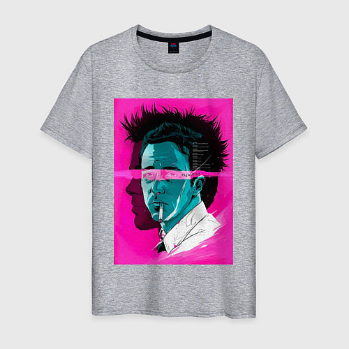 Мужская футболка Fight club pink poster / Меланж – фото 1