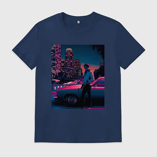 Мужская футболка Drive poster / Тёмно-синий – фото 1