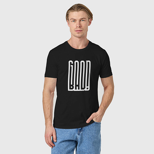 Мужская футболка Хороший плохой иллюзия / Черный – фото 3