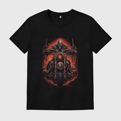 Мужская футболка Скелет из ада едет на старом мотоцикле