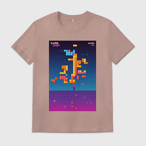 Мужская футболка Синтвейв тетрис / Пыльно-розовый – фото 1