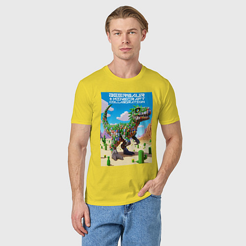 Мужская футболка Minecraft and beersaur - ai art collaboration / Желтый – фото 3