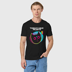 Футболка хлопковая мужская Twenty One Pilots rock star cat, цвет: черный — фото 2