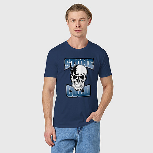 Мужская футболка Стив Остин - Череп / Тёмно-синий – фото 3