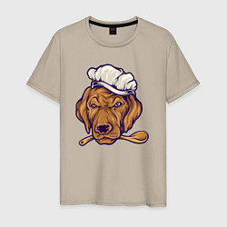 Футболка хлопковая мужская Chef dog, цвет: миндальный