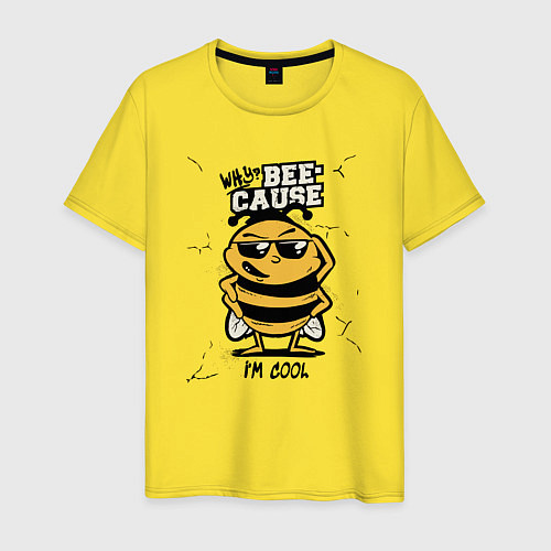 Мужская футболка Why bee cause im cool / Желтый – фото 1