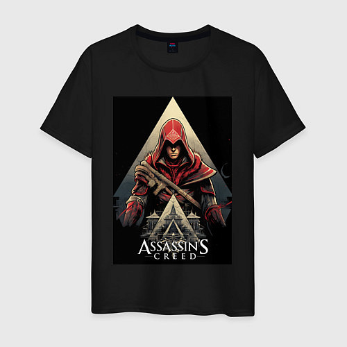 Мужская футболка Assassins creed красный костюм / Черный – фото 1