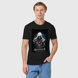 Футболка хлопковая мужская Assassins creed белый костюм, цвет: черный — фото 2