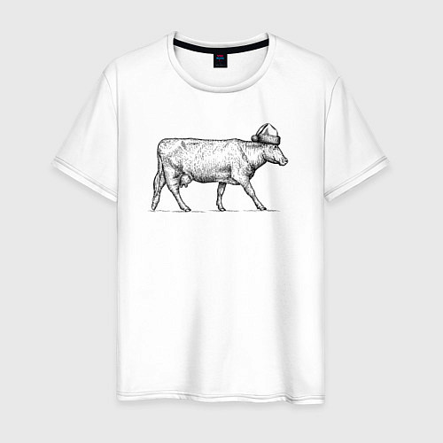 Мужская футболка Корова новогодняя / Белый – фото 1