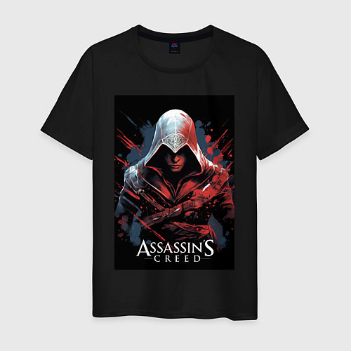 Мужская футболка Assassins creed красные пятна / Черный – фото 1