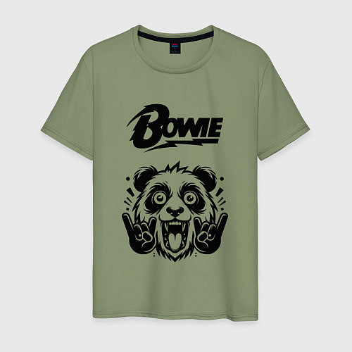 Мужская футболка David Bowie - rock panda / Авокадо – фото 1