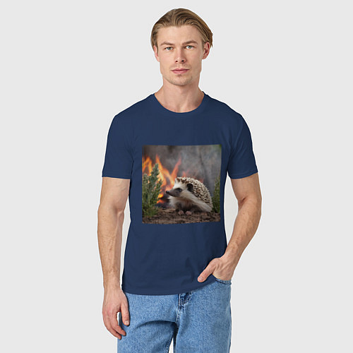 Мужская футболка Ёжик в огне / Тёмно-синий – фото 3