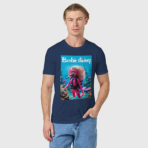 Мужская футболка Barbie diving - ai art / Тёмно-синий – фото 3