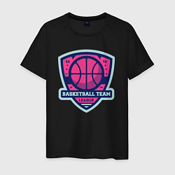 Футболка хлопковая мужская Баскетбольная командная лига, цвет: черный