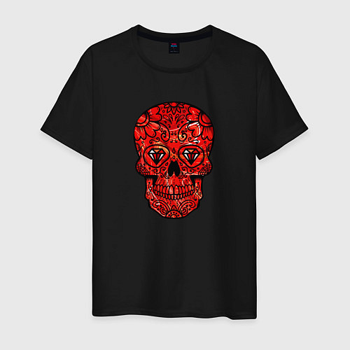 Мужская футболка Red decorative skull / Черный – фото 1