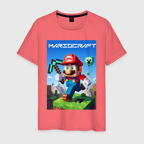 Мужская футболка Minecraft and Mario - ai art collaboration / Коралловый – фото 1