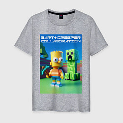 Футболка хлопковая мужская Bart and Creeper - collaboration ai art, цвет: меланж