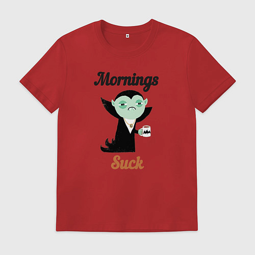 Мужская футболка Вампир с чашкой кофе / Красный – фото 1